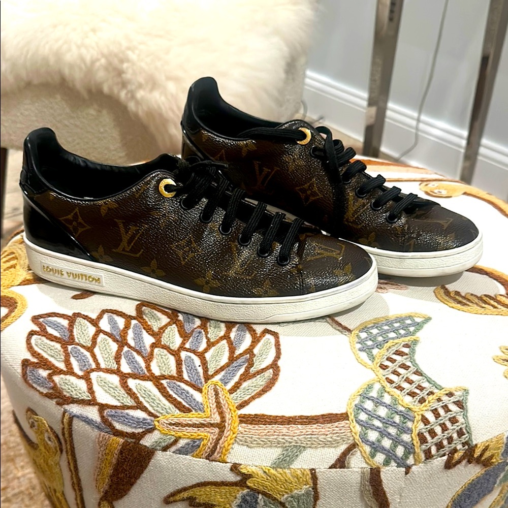 Louis Vuitton Black and Brown Sneakers with Shimmery Upper